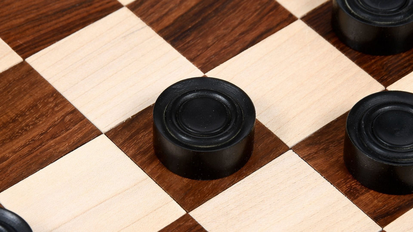 Wooden Checkers / Draught Set in Stained Dyed Boxwood & Natural Box wood - 30mm