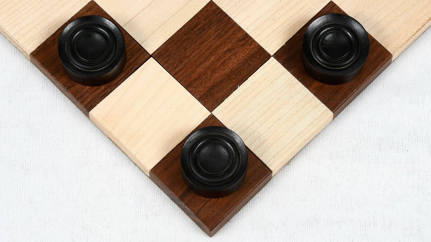 Wooden Checkers / Draught Set in Stained Dyed Boxwood & Natural Box wood - 30mm