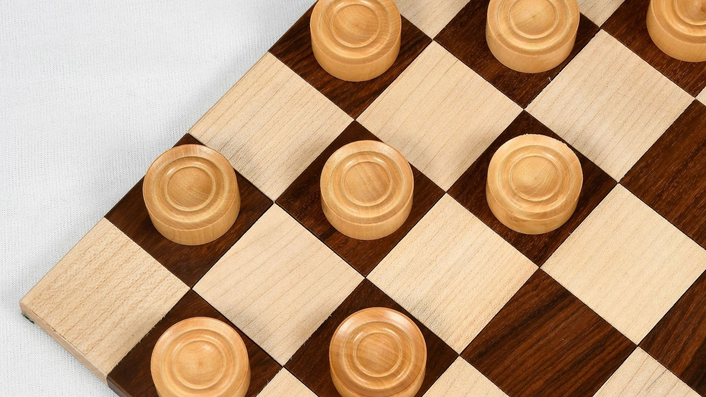 Wooden Checkers / Draught Set in Stained Dyed Boxwood & Natural Box wood - 30mm