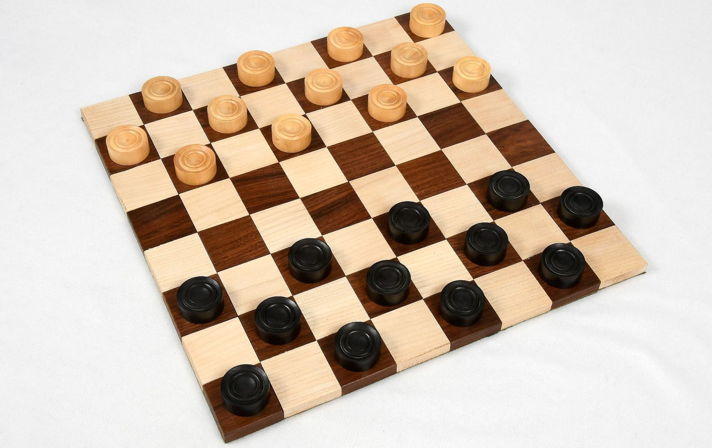 Wooden Checkers / Draught Set in Stained Dyed Boxwood & Natural Box wood - 30mm