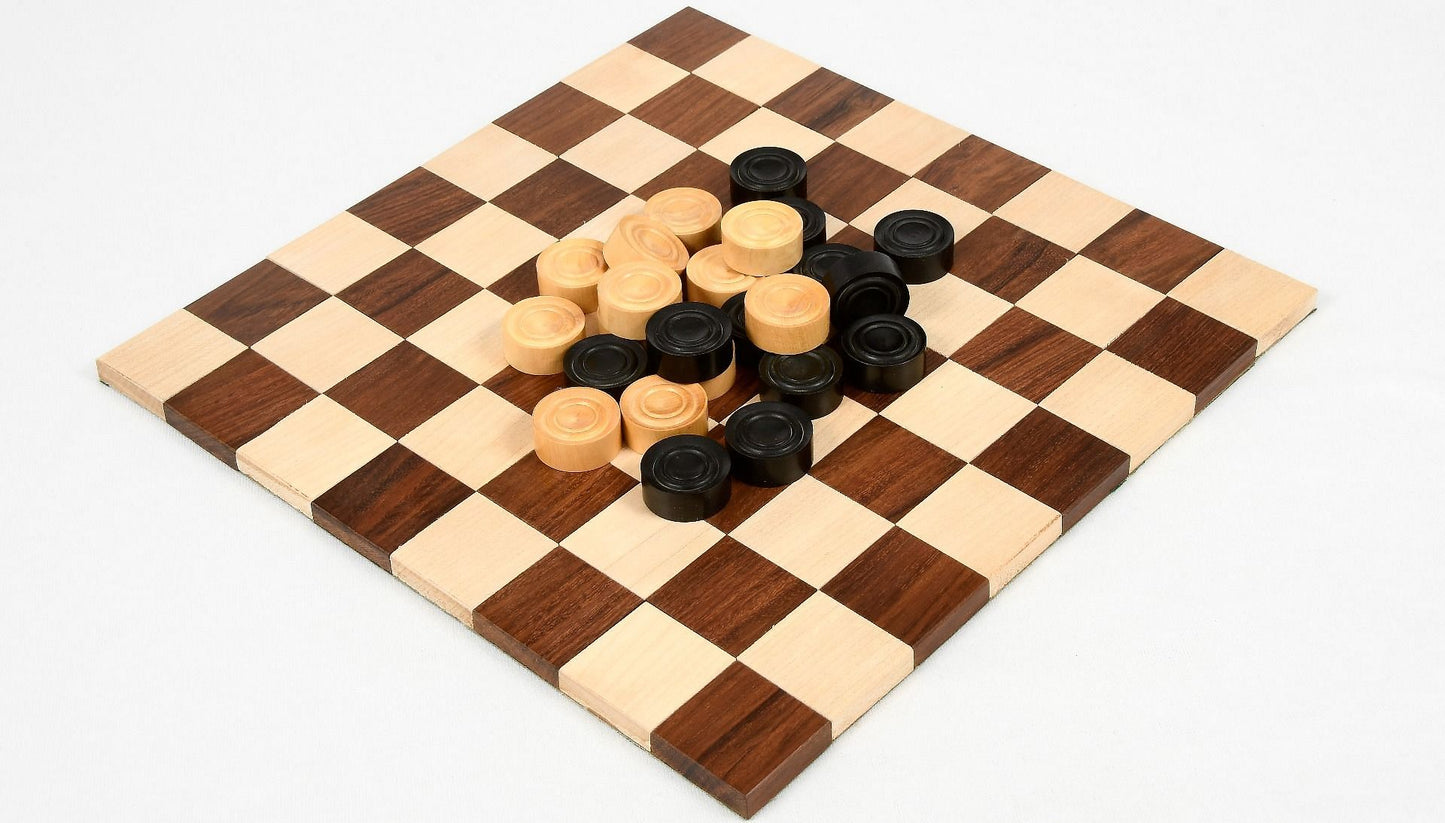 Wooden Checkers / Draught Set in Stained Dyed Boxwood & Natural Box wood - 30mm