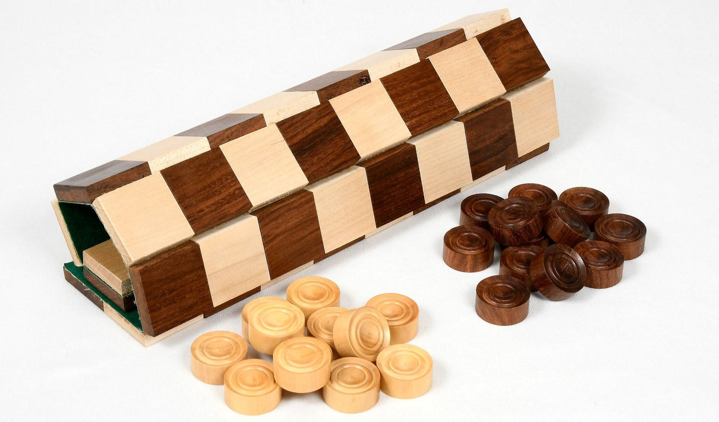 Wooden Checkers / Draught Set in Sheesham & Box wood - 30mm