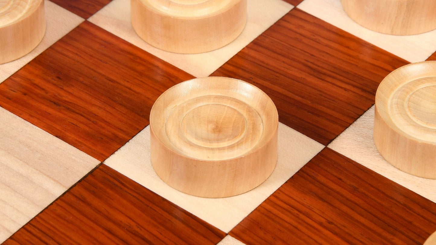 Wooden Checkers / Draught Set in Bud Rose Wood & Box wood - 35mm