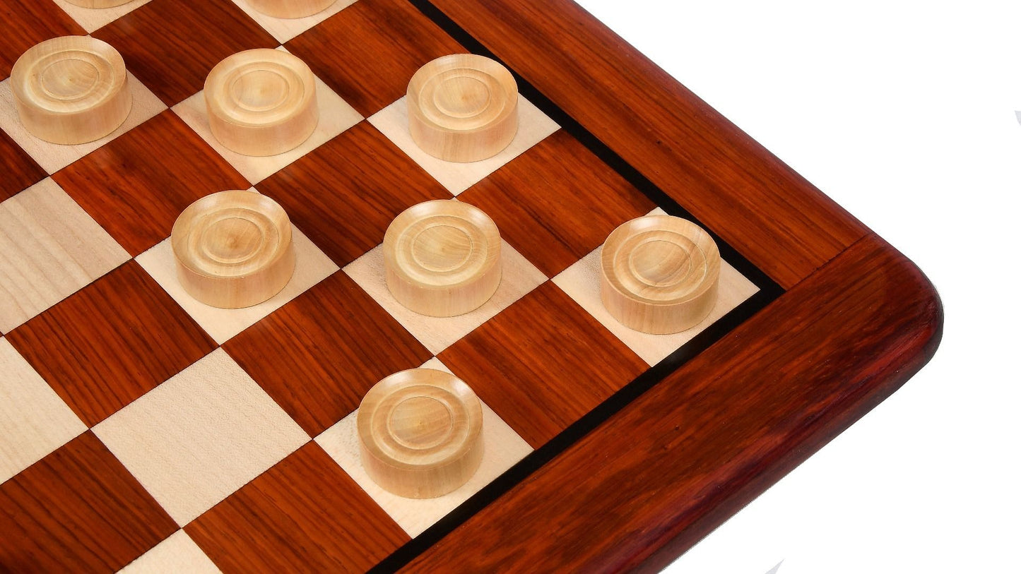 Wooden Checkers / Draught Set in Bud Rose Wood & Box wood - 35mm