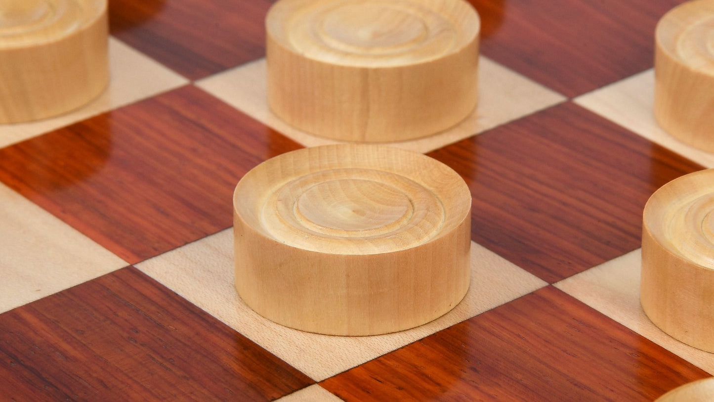 Wooden Checkers / Draught Set in Bud Rose Wood & Box wood - 35mm