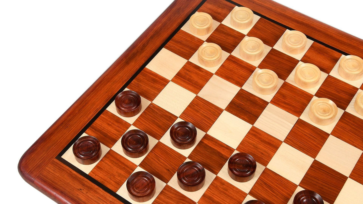 Wooden Checkers / Draught Set in Bud Rose Wood & Box wood - 35mm