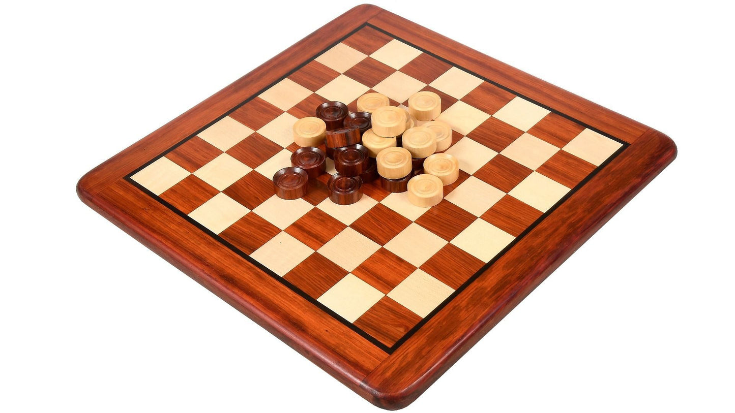 Wooden Checkers / Draught Set in Bud Rose Wood & Box wood - 35mm