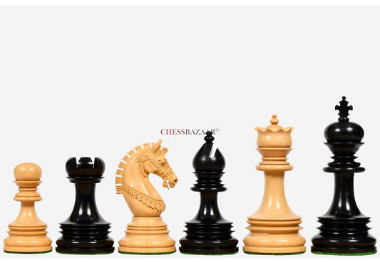 The Indian Chetak II Customized Lead Weighted Staunton Wood Chess Pieces in Ebony Wood / Box Wood - 4.3" King extra Queens