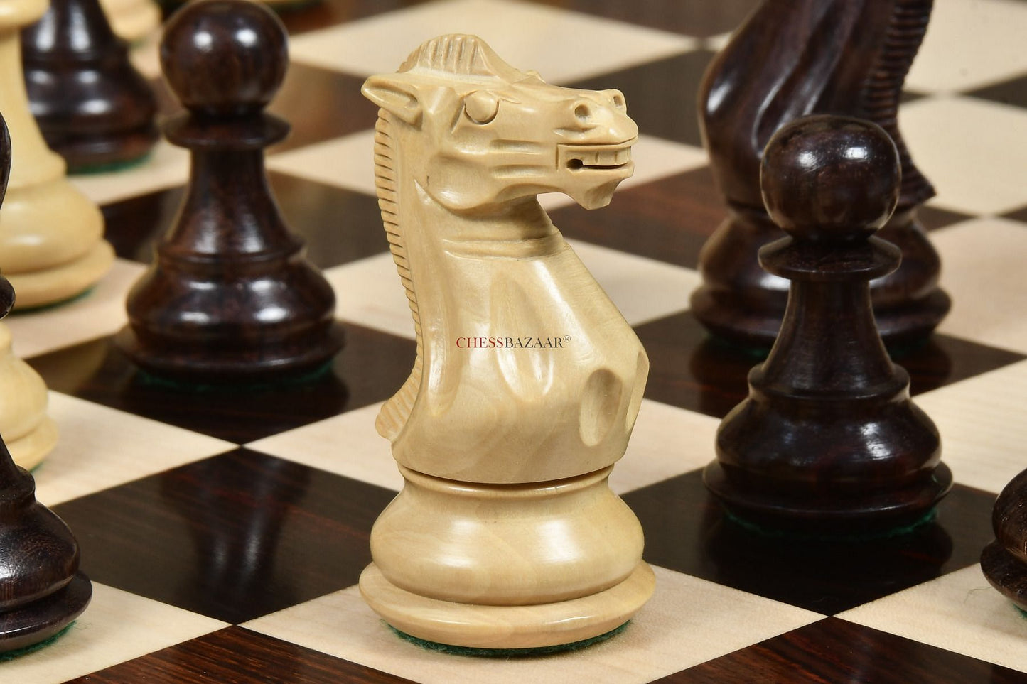 Desert Gold Staunton Series Wooden Chess Pieces in Rosewood & Box Wood - 4.0" King