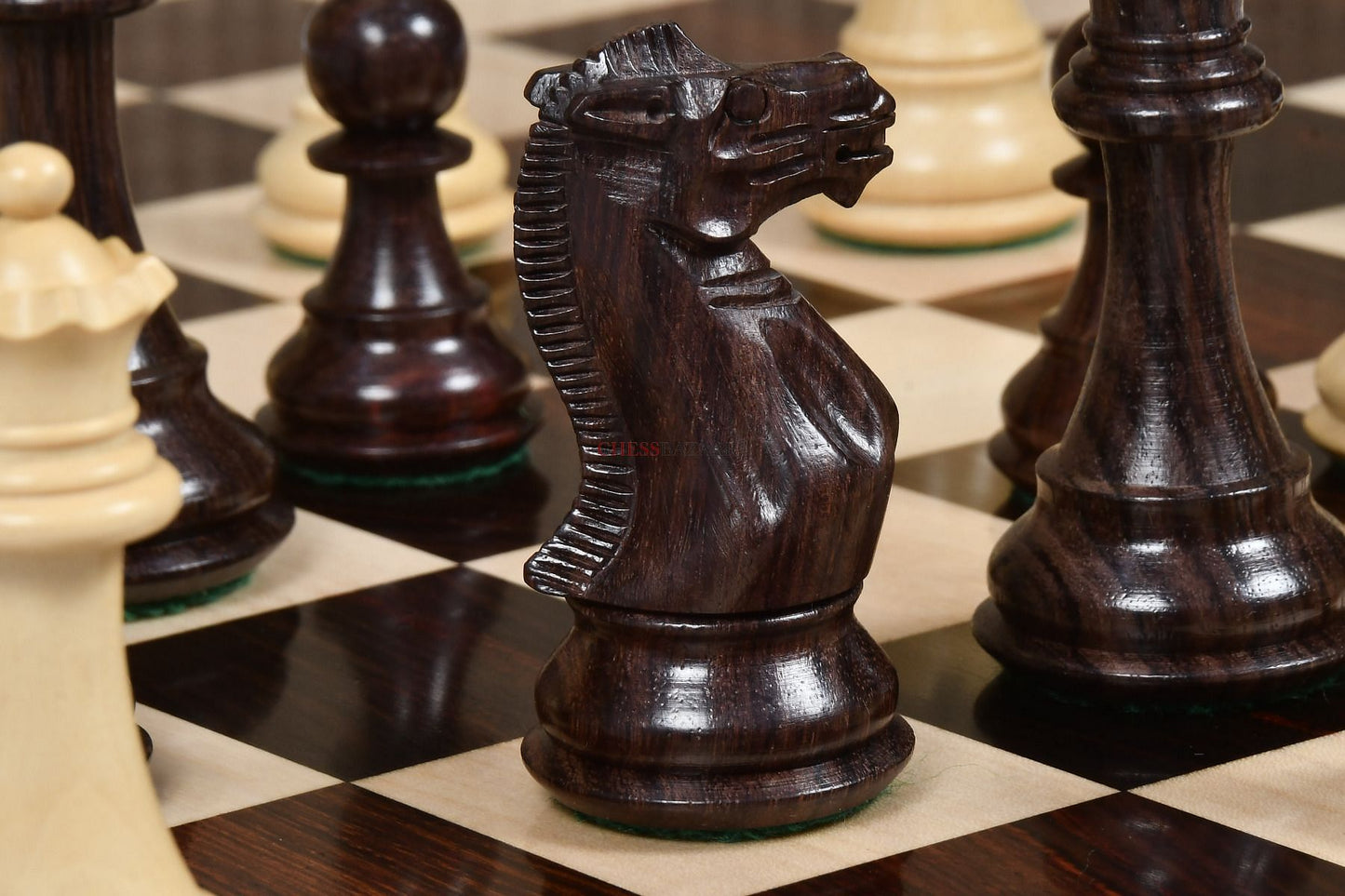 Desert Gold Staunton Series Wooden Chess Pieces in Rosewood & Box Wood - 4.0" King