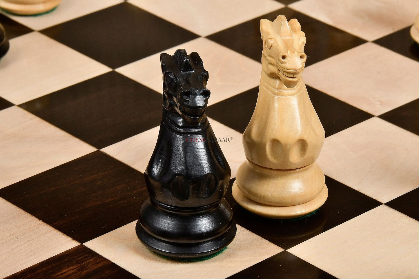 Desert Gold Staunton Series Wooden Chess Pieces in Ebonized Boxwood & Natural Boxwood - 4.0" King