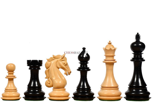 The Shera Series Staunton Triple Weighted Chess Pieces V2.0 in Ebony / Box Wood - 4.5" King