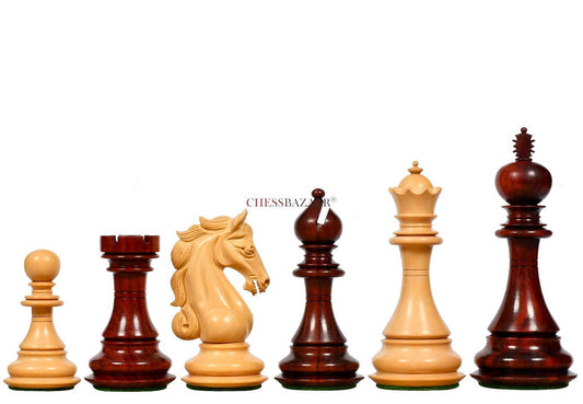 The Shera Series Staunton Triple Weighted Chess Pieces V2.0 in Bud Rose / Box Wood - 4.5" King