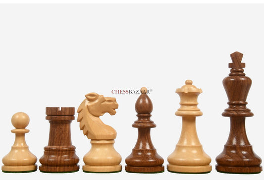 Reproduced Vintage 1950's Circa Bohemia Staunton Series German Chess Pieces in Sheesham & Box Wood - 3.89" King