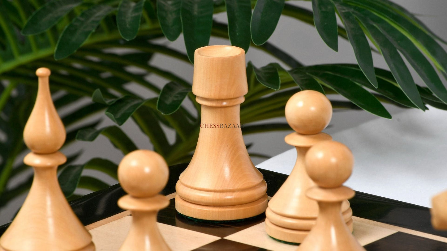 Reproduced 1961 Soviet Championship Baku Chess Pieces in Ebonized / Box wood - 4.05 King