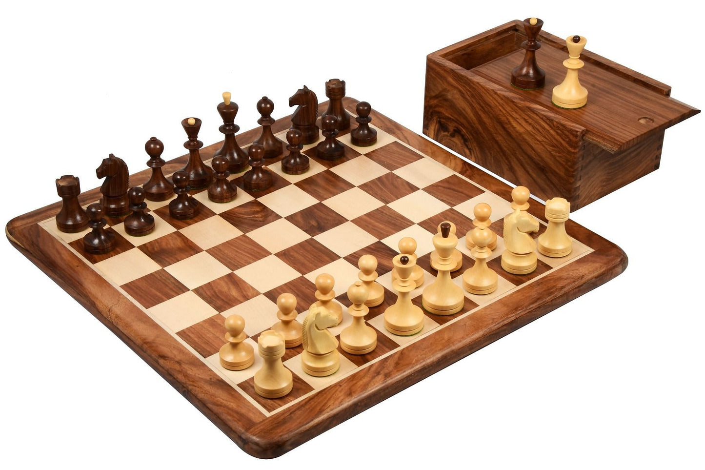 Reproduced Russian (Soviet Era) Series Chess Pieces in Sheesham & Box Wood - 3.75" King