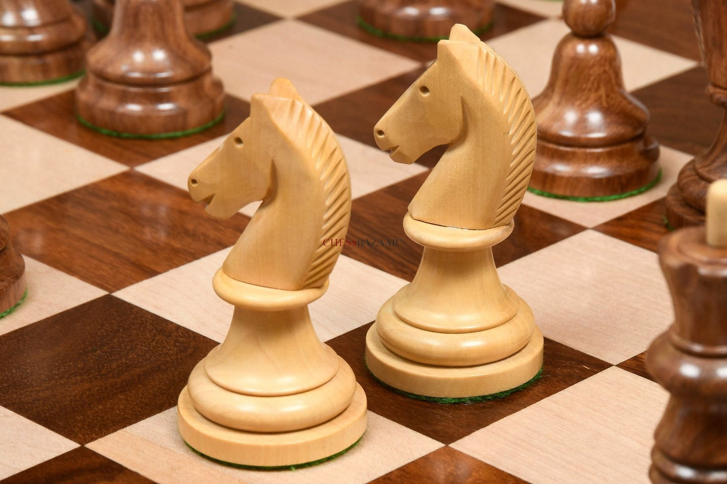 The Issac Lipnitsky 1946 Berlin Tournament Reproduced Chessmen in Sheesham Boxwood - 4.0" King