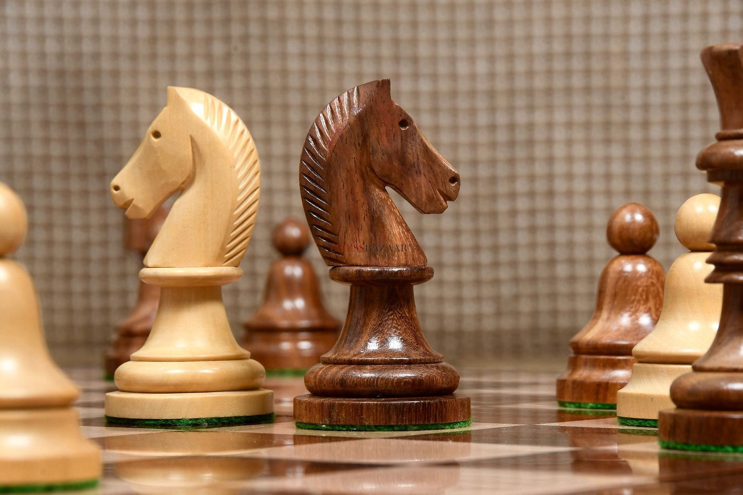 The Issac Lipnitsky 1946 Berlin Tournament Reproduced Chessmen in Sheesham Boxwood - 4.0" King