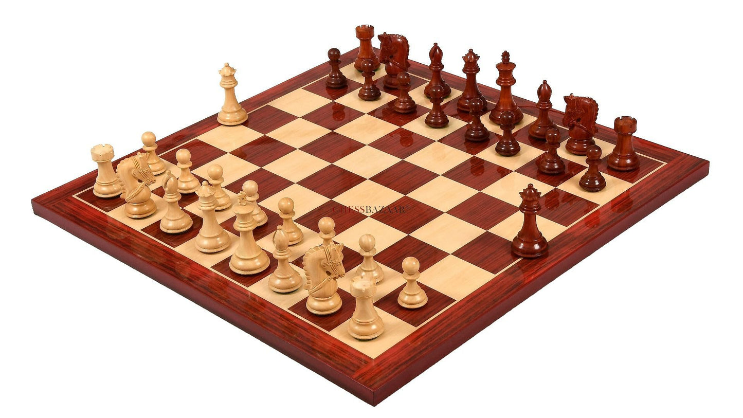 The Bridle Series Wooden Chess Pieces in Bud Rose & Box Wood - 3.58" King