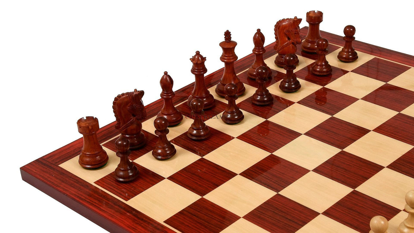 The Bridle Series Wooden Chess Pieces in Bud Rose & Box Wood - 3.58" King