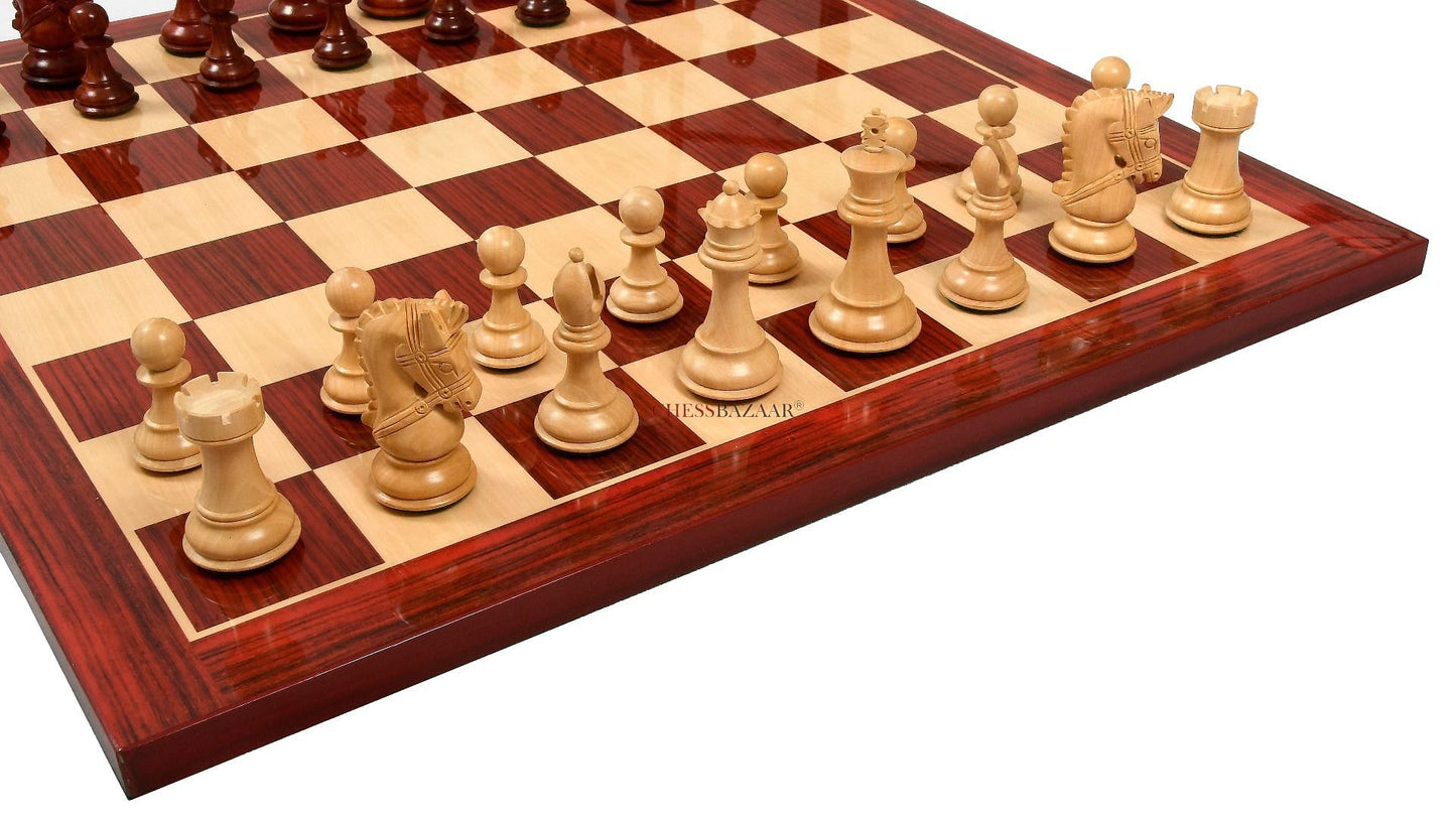 The Bridle Series Wooden Chess Pieces in Bud Rose & Box Wood - 3.58" King