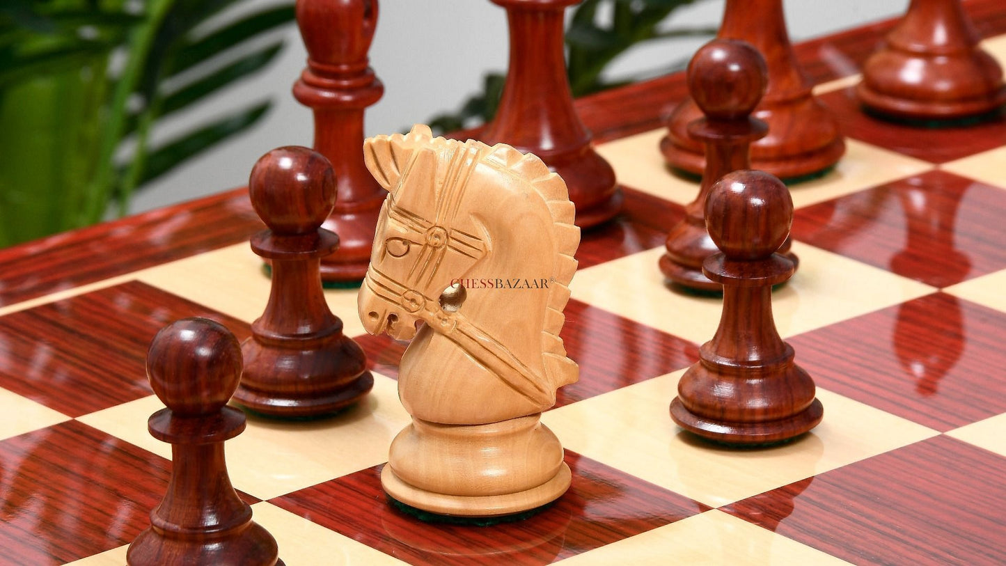 The Bridle Series Wooden Chess Pieces in Bud Rose & Box Wood - 3.58" King