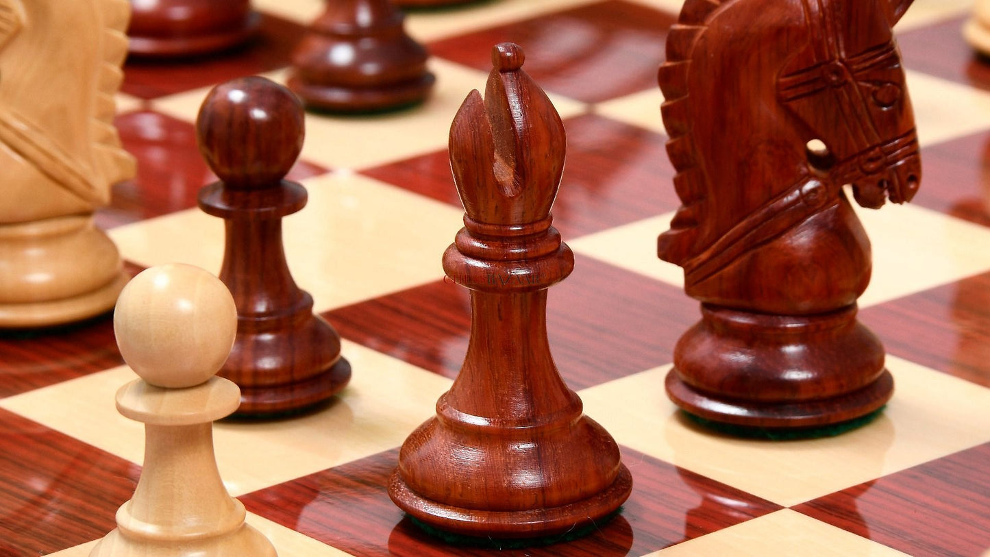 The Bridle Series Wooden Chess Pieces in Bud Rose & Box Wood - 3.58" King