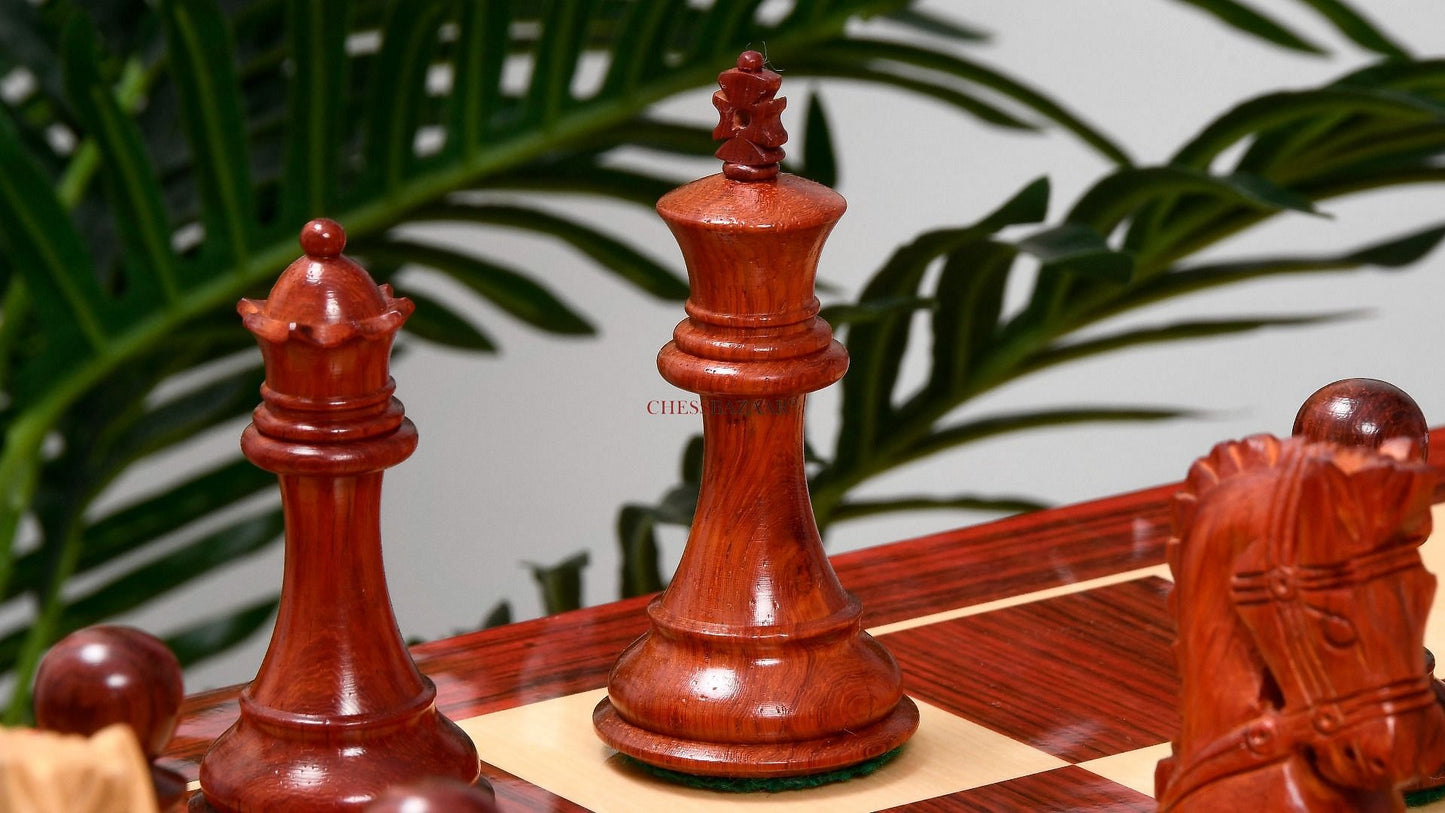 The Bridle Series Wooden Chess Pieces in Bud Rose & Box Wood - 3.58" King