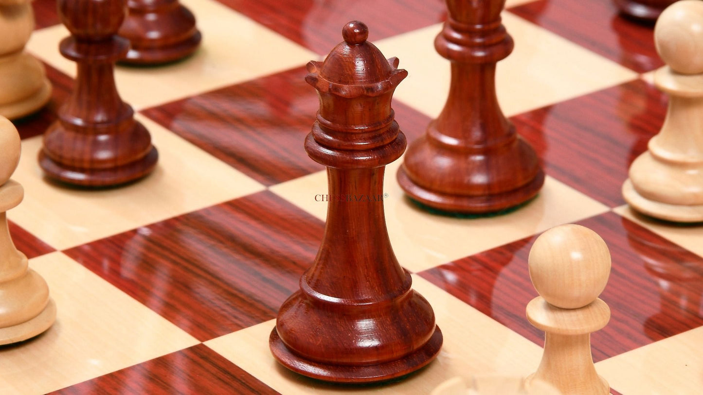 The Bridle Series Wooden Chess Pieces in Bud Rose & Box Wood - 3.58" King
