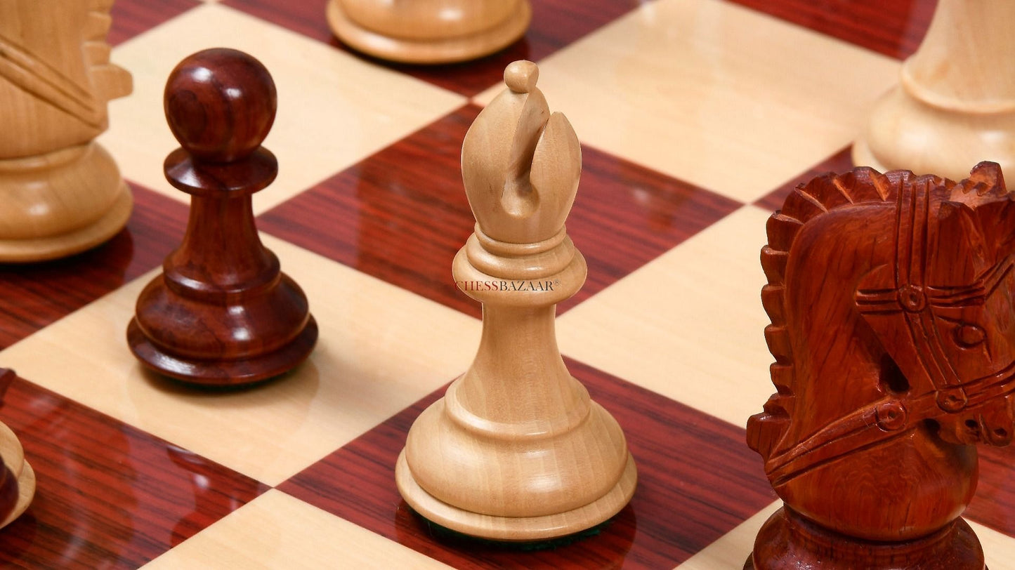 The Bridle Series Wooden Chess Pieces in Bud Rose & Box Wood - 3.58" King