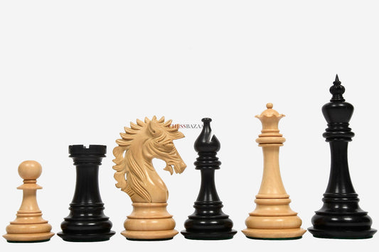 The Ruffian American Series Staunton Chess Pieces in Ebony / Box Wood - 4.8" King