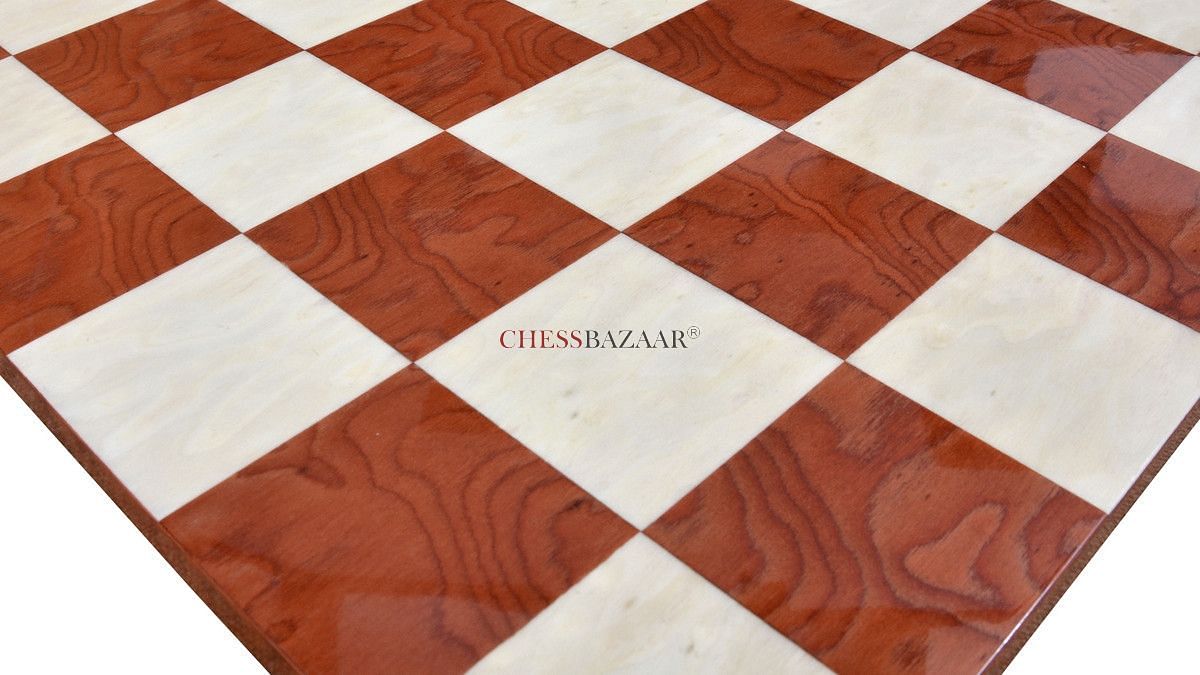 Minimalist Wooden Red Ash Burl Maple Hi Gloss Finish Borderless Chess Board 19" - 60 mm