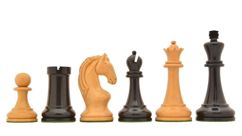 Combo of Reproduced 1963-1966 Piatigorsky Cup Chess Set with Wooden Board in Ebony / Box Wood - 4.2" King