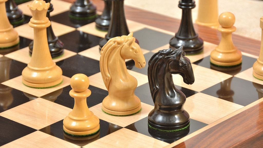 Combo of Reproduced 1963-1966 Piatigorsky Cup Chess Set with Wooden Board in Ebony / Box Wood - 4.2" King