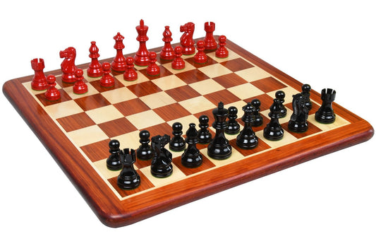 The Smokey Staunton Chess Pieces in Painted Boxwood - 3.8" King with Board