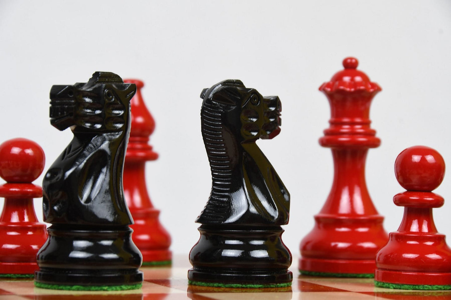 The Smokey Staunton Chess Pieces in Painted Boxwood - 3.8" King with Board