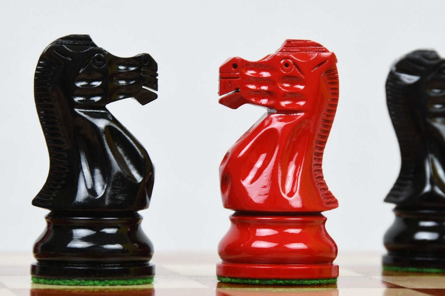 The Smokey Staunton Chess Pieces in Painted Boxwood - 3.8" King with Board