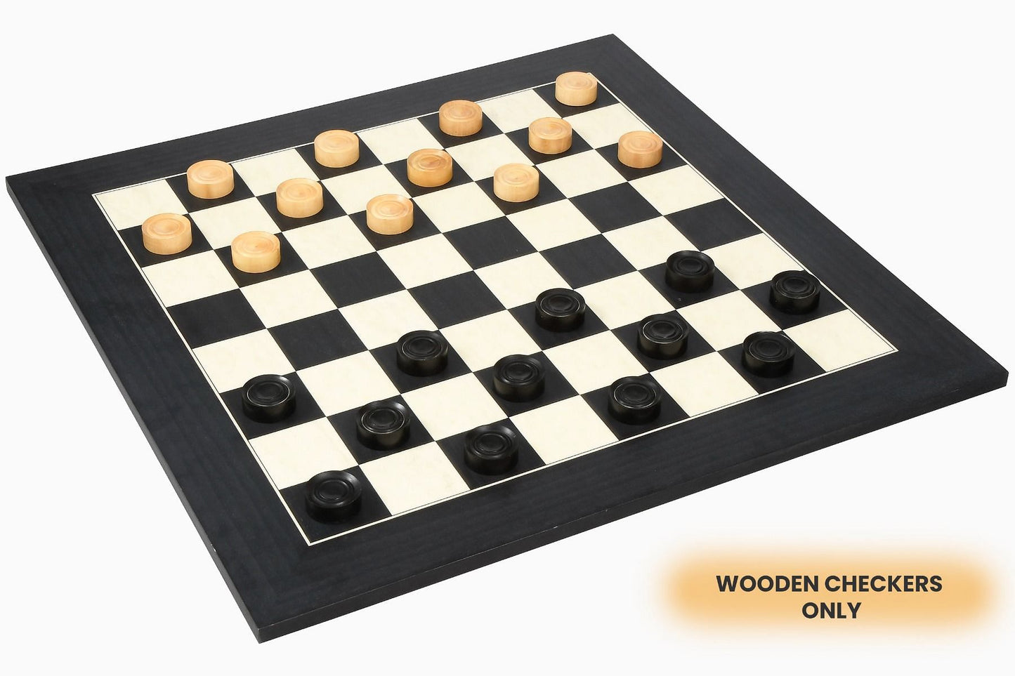 Wooden Checkers / Draught Set in Stained Dyed Boxwood & Natural Box wood - 35mm