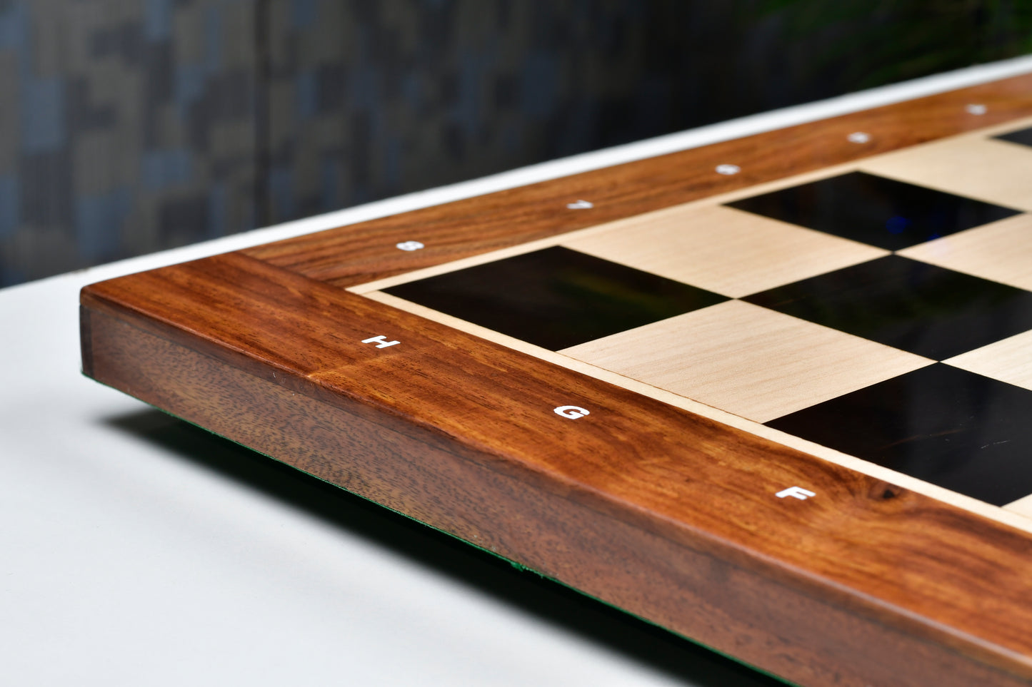Solid Wooden Indian Notation Chess Board in Genuine Ebony Wood & Maple Wood with Sheesham Wood Border 23" - 60 mm Square