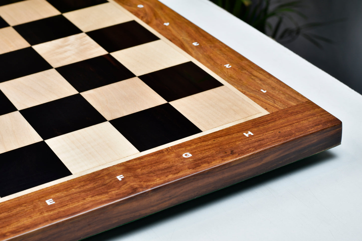 Solid Wooden Indian Notation Chess Board in Genuine Ebony Wood & Maple Wood with Sheesham Wood Border 23" - 60 mm Square