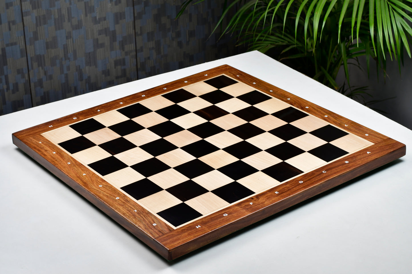 Solid Wooden Indian Notation Chess Board in Genuine Ebony Wood & Maple Wood with Sheesham Wood Border 23" - 60 mm Square
