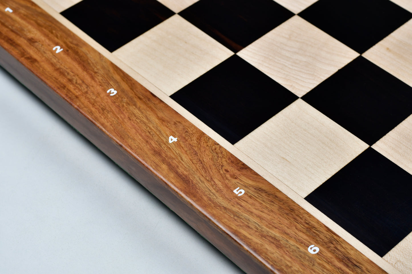 Solid Wooden Indian Notation Chess Board in Genuine Ebony Wood & Maple Wood with Sheesham Wood Border 23" - 60 mm Square