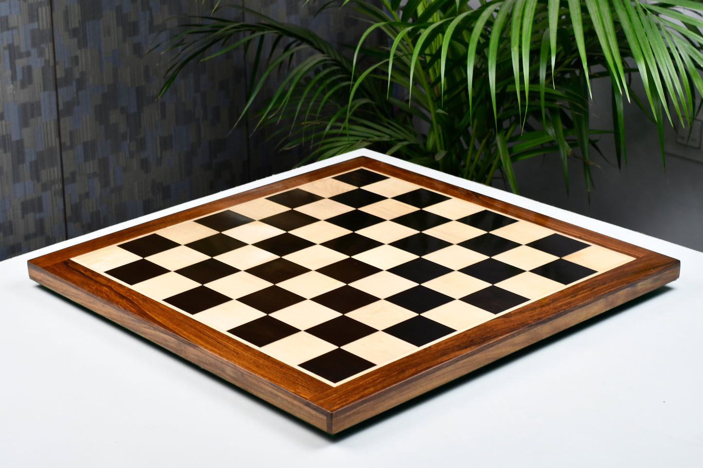 Solid Wooden Indian Chess Board in Genuine Ebony Wood & Maple Wood with Sheesham Wood Border 21" - 55 mm Square