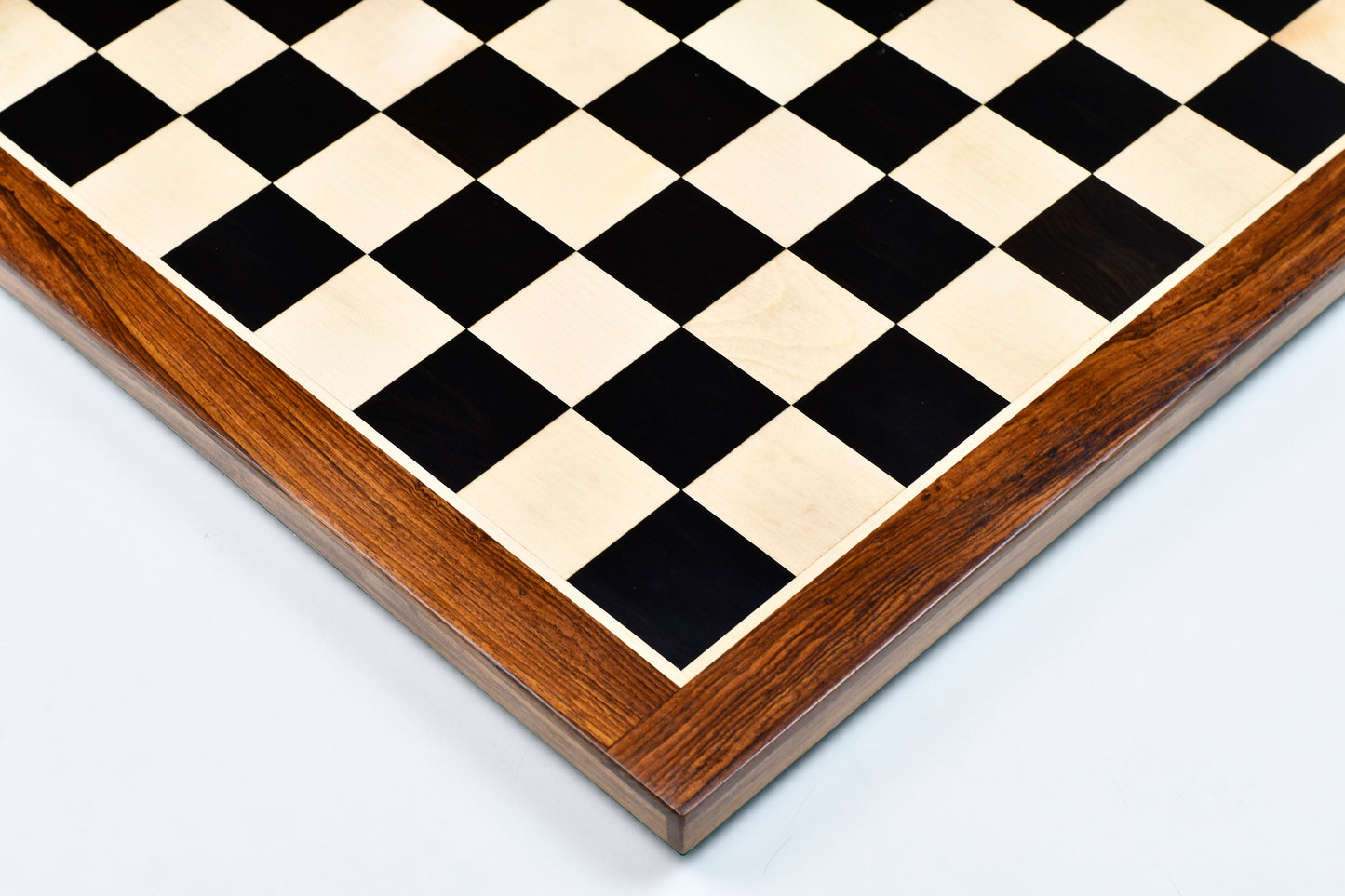 Solid Wooden Indian Chess Board in Genuine Ebony Wood & Maple Wood with Sheesham Wood Border 21" - 55 mm Square