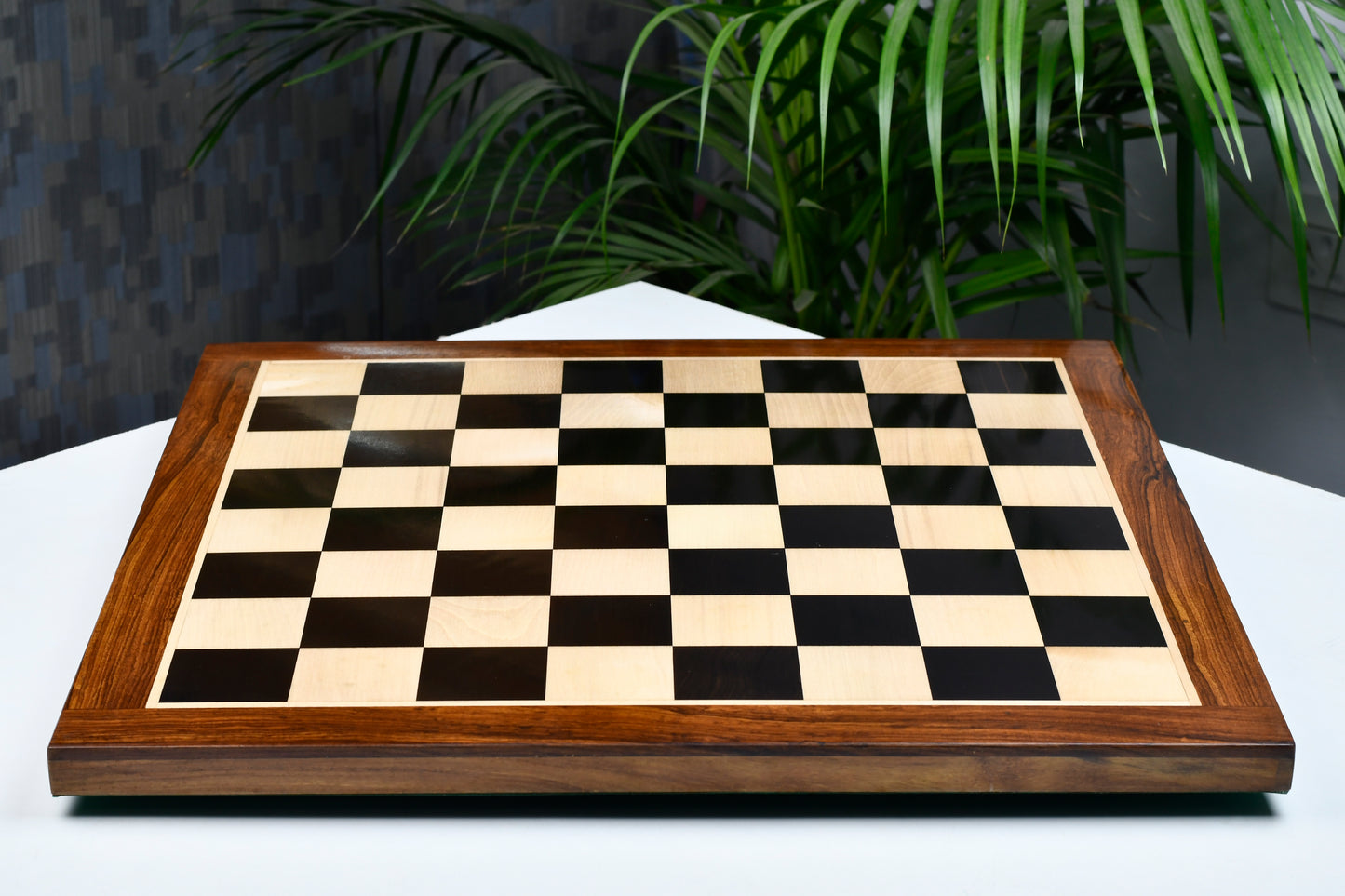 Solid Wooden Indian Chess Board in Genuine Ebony Wood & Maple Wood with Sheesham Wood Border 21" - 55 mm Square