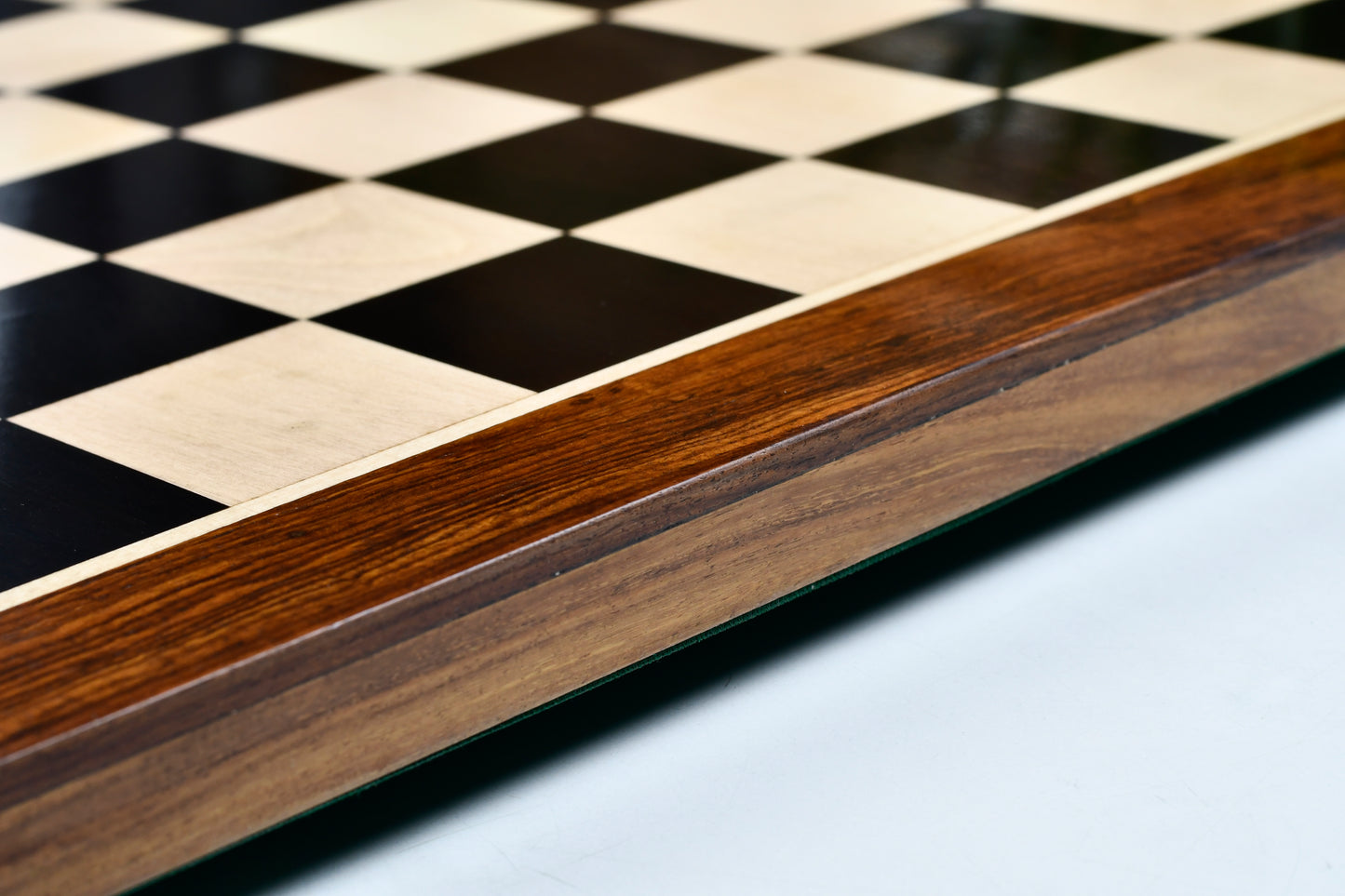 Solid Wooden Indian Chess Board in Genuine Ebony Wood & Maple Wood with Sheesham Wood Border 21" - 55 mm Square