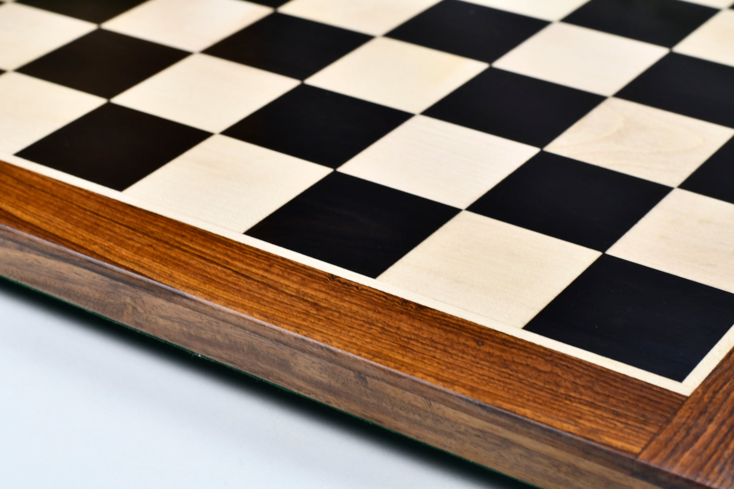 Solid Wooden Indian Chess Board in Genuine Ebony Wood & Maple Wood with Sheesham Wood Border 21" - 55 mm Square