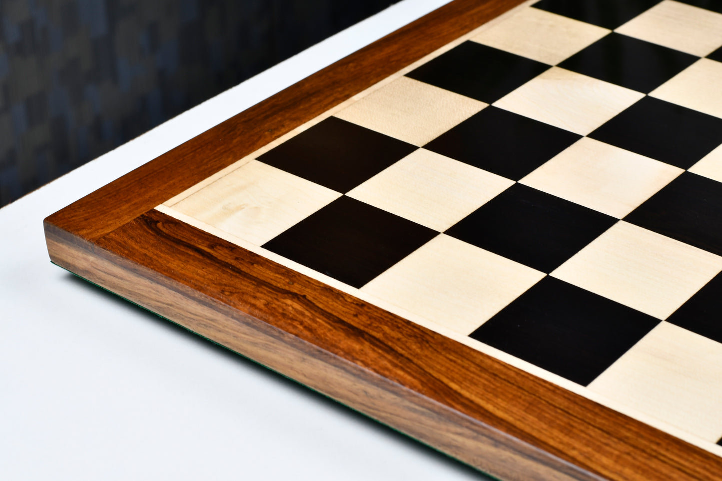 Solid Wooden Indian Chess Board in Genuine Ebony Wood & Maple Wood with Sheesham Wood Border 21" - 55 mm Square