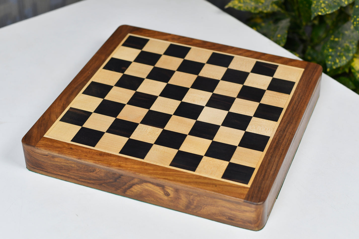 12-Inch Magnetic Travel Chess Set Drawer Storage Matte Finish Genuine Ebony Wood, Extra Queens
