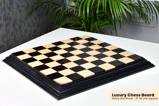 Luxury Chess Board Ebony Box Wood - 21" 55 mm square